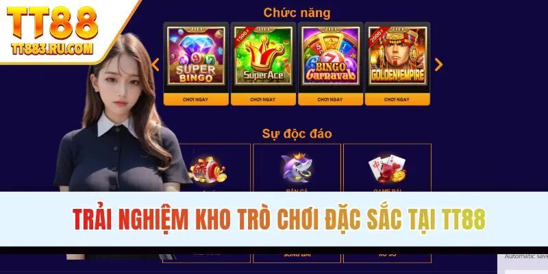 Trải nghiệm kho trò chơi đặc sắc tại TT88